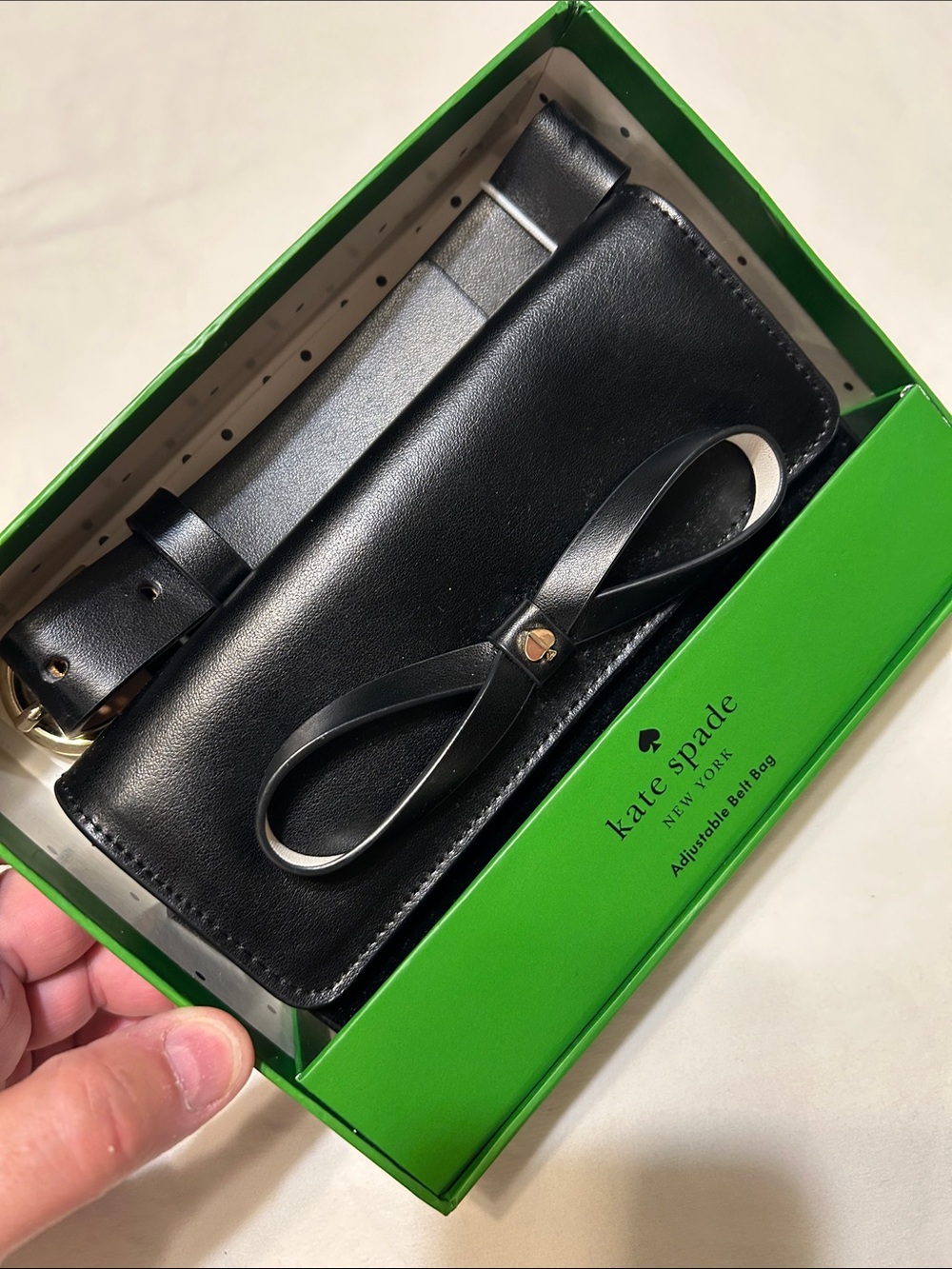 kate spade Black Leather Bow Card & Key Holder